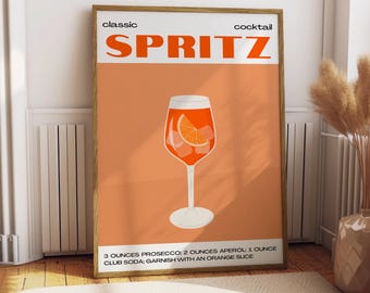 Aperol Spritz Poster - Küchen Deko - Küchen Druck - Getränke Poster - Geschenk für Aperol Liebhaber - Getränke Küchen Druck - Cocktail Wand Kunst