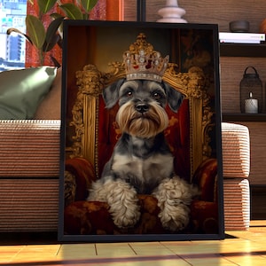 Miniature Schnauzer Royal Portrait - Pet Portrait - Custom Pet Art - Schnauzer Art - Dog Art - Gift for Dog Lover - Schnauzer Portrait Regal
