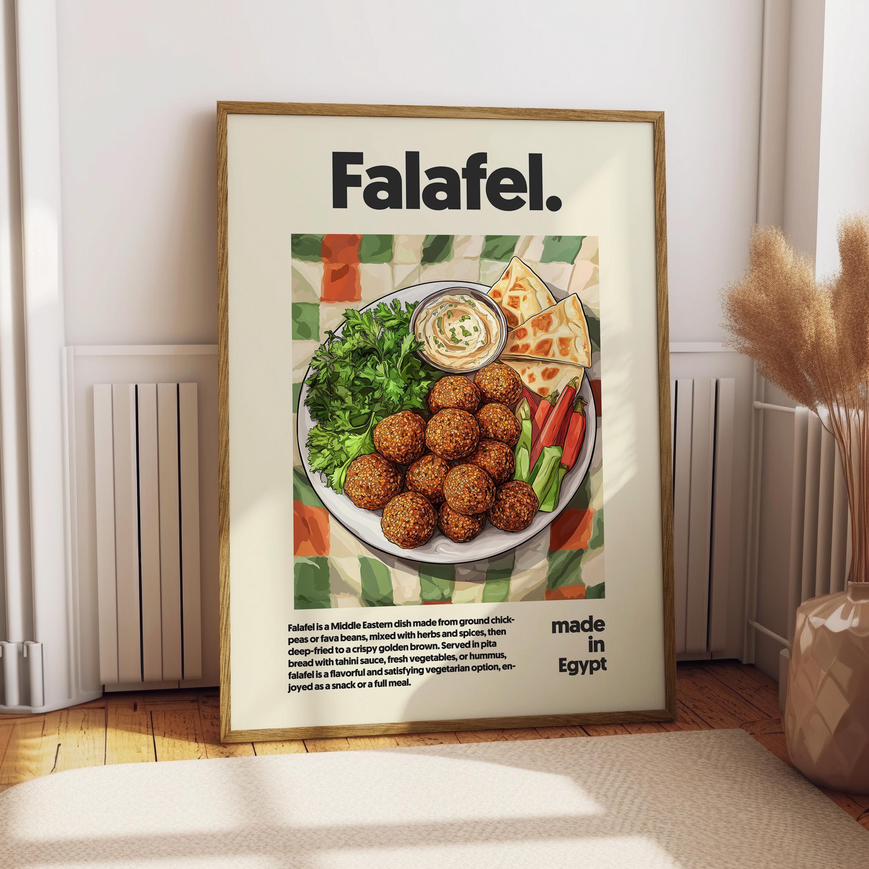 Falafel Poster - Food Poster - Kitchen Decor - Kitchen Print - Egypt Food - Middle East Food - Egypt Cuisine Art - Food Wall Art - Cooking