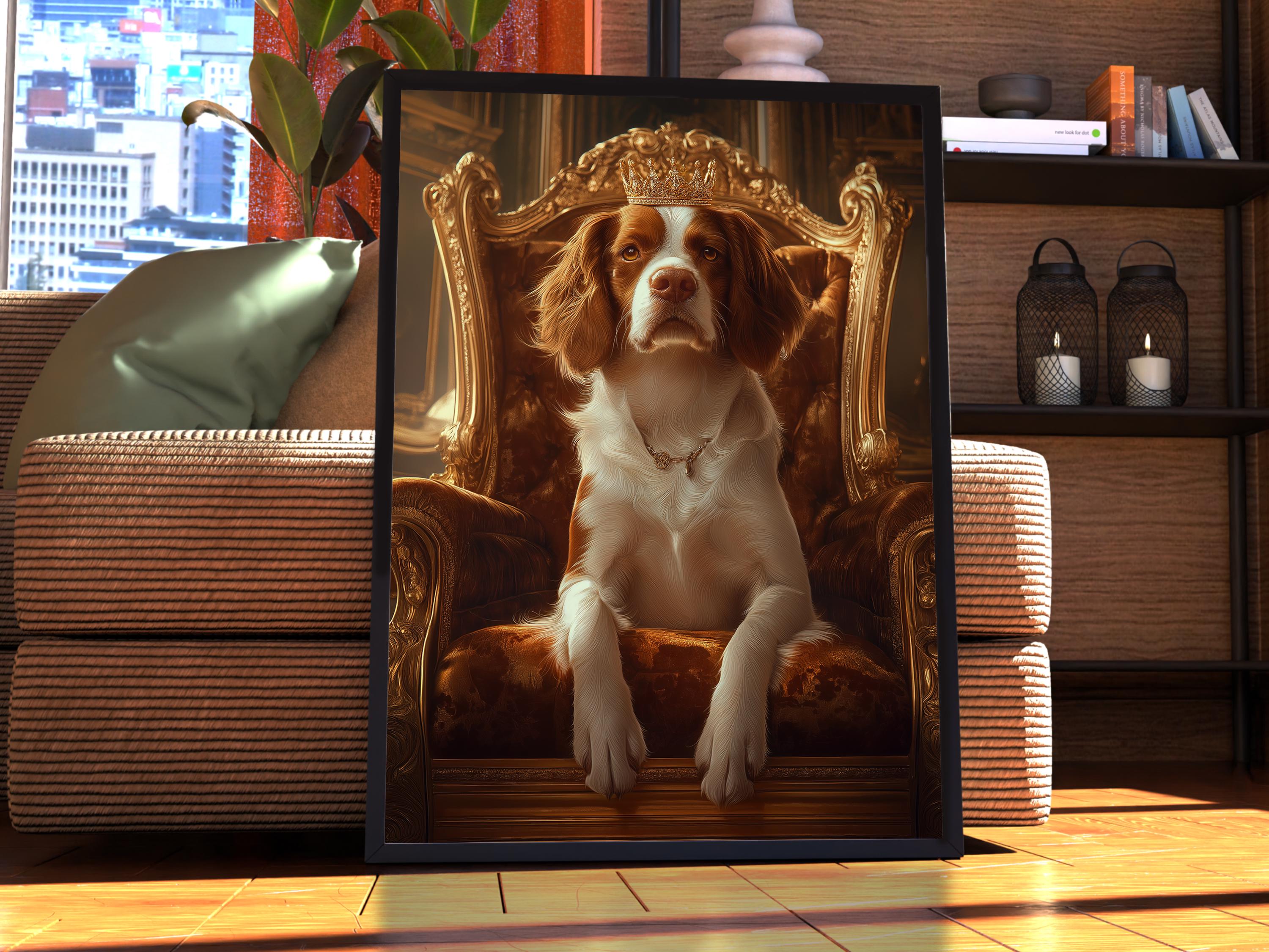 Brittany-spaniël koninklijk portret - hondposter - huisdierportret - aangepaste huisdierkunst - kunst Bretagne-spaniël - hondenkunst - cadeau voor hondenliefhebber