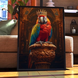 Retrato real de loro - Póster de mascota - Retrato de loro - Arte personalizado para mascotas - Arte mural para mascotas - Arte de reptiles - Regalo para amantes de los loros - Arte de loro guacamayo
