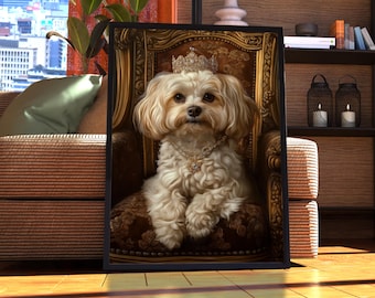 Maltipoo Royal Portrait - Dog Poster - Pet Portrait - Custom Pet Art - Maltipoo Art - Dog Art - Gift for Dog Lover - Maltese Portrait