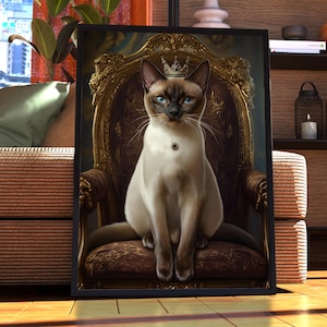 Siamese Cat Royal Portrait - Cat Poster - Pet Portrait - Custom Pet Art - Siamese Cat Wall Art - Cat Art - Gift for Cat Owner Vintage Art