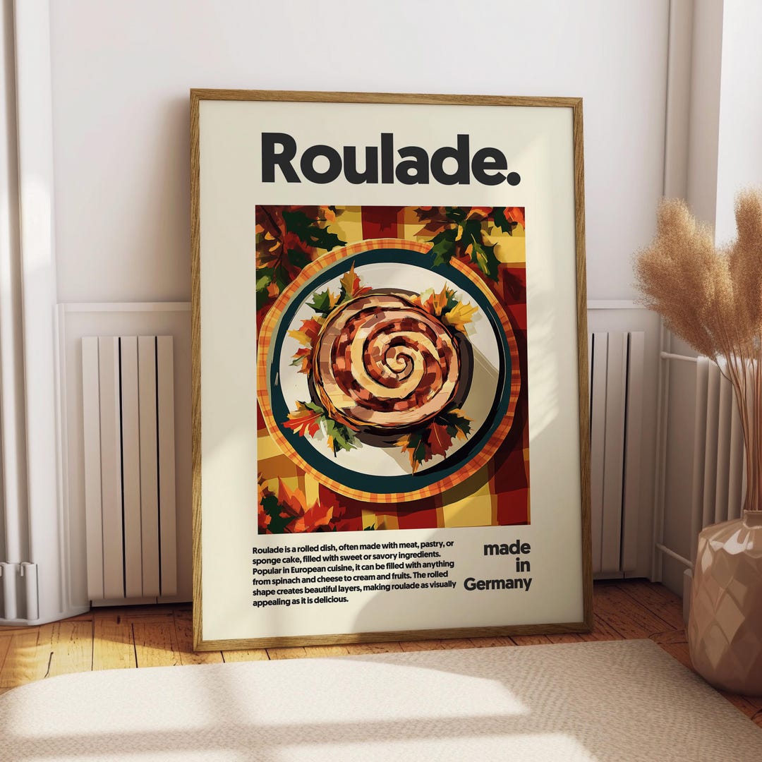 Roulade Poster - Food Poster - Kitchen Decor - Kitchen Print - German ...