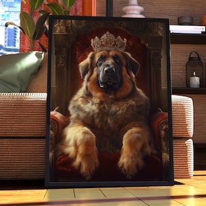 Leonberger Royal Portrait - Dog Poster - Pet Portrait - Custom Pet Art - Leonberger Art - Dog Art - Dog Gift - Leonberger Dog Art Vintage
