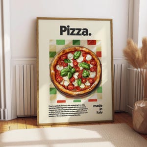 Póster de pizza - Póster de comida - Decoración de cocina - Impresión de cocina - Italiano - Comida italiana - Arte mural de pizza - Arte mural de comida - Regalo para amantes de la pizza