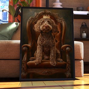 Spanish Water Dog Royal Portrait - Dog Poster - Pet Portrait - Custom Pet Art - Spanish Water Dog Art - Dog Wall Art - Gift Dog Lover Art
