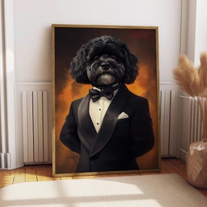 Black Havanese Suit Portrait - Dog Poster - Pet Portrait - Custom Pet Art - Black Havanese Art - Dog Art - Gift for Dog Lover - Havanese