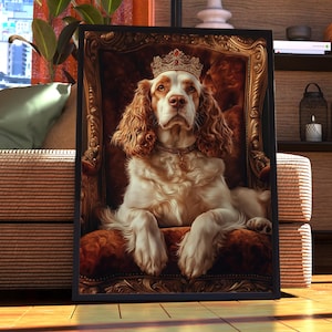 Clumber Spaniel Royal Portrait - Dog Poster - Pet Portrait - Custom Pet Art - Clumber Spaniel Art - Dog Art - Gift for Dog Lover - Clumber
