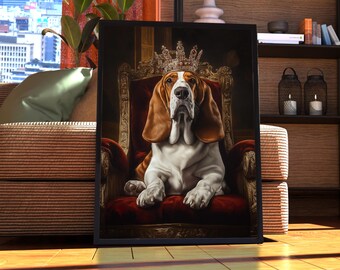 Basset Hound Royal Portrait - Dog Poster - Pet Portrait - Custom Pet Art - Basset Hound Art - Dog Art - Dog Gift - Basset Hound Dog Art