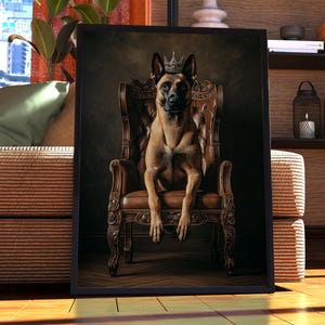 Malinois Royal Portrait - Dog Poster - Pet Portrait - Custom Pet Art - Belgian Shepherd - Dog Art - Gift for Dog Lover - Malinois Portrait