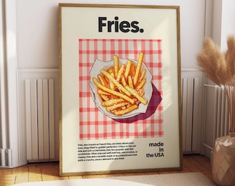 Poster frites - poster nourriture - décoration de cuisine - impression de cuisine - cuisine américaine - restauration rapide - cadeau pour amateur de frites - art culinaire - poster chips