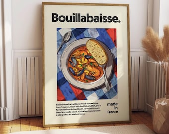 Bouillabaisse Poster - Food Poster - Kitchen Decor - Kitchen Print - French Food - France Food Wall Art - Food Wall Art - Bouillabaisse Art