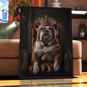 Bulldogge Royal Portrait - Hunde Poster - Haustier Porträt - Individuelle Haustier Kunst - Bulldogge Kunst - Geschenk für Hundeliebhaber - Bulldogge Porträt Haustier