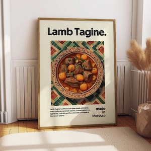 Lamb Tagine Poster - Food Poster - Kitchen Decor - Kitchen Print - Moroccan Food - Tagine Art - Morocco Cuisine Art - Food Wall Art - Tagine