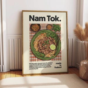 Nam Tok Poster - Food Poster - Kitchen Decor - Kitchen Print - Thai Food - Thailand Wall Art - Thai Cuisine Art - Food Wall Art - Nam Tok