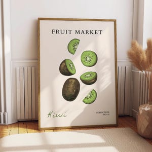 Kiwi Obst Markt Poster - Food Poster - Küchen Dekor Druck - Obst Poster - Food Illustration - Geschenk für Obstliebhaber - Kiwi Kunstdruck