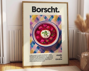 Borscht Poster - Food Poster - Kitchen Decor - Kitchen Print - Ukraine Food - Borscht Print - Eastern Europe Art - Food Wall Art - Cooking