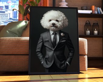 ビションフリーゼスーツポートレート - 犬のポスター - ペットポート