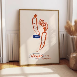 Carrots Poster - Food Poster - Kitchen Decor - Kitchen Print - Fruit Poster - Vegan Wall Art - Vegetable Lover - Trendy Healthy Food Art