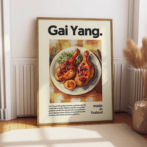 Gai Yang Poster - Food Poster - Kitchen Decor - Kitchen Print - Thai Food - Thailand Wall Art - Thai Cuisine Art - Food Wall Art - Gai Yang