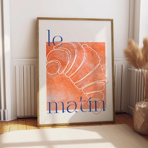 Le Matin Croissant Poster - Food Poster - Kitchen Decor - Kitchen Print - French Food - France Food Art - Food Wall Art - Breakfast Morning