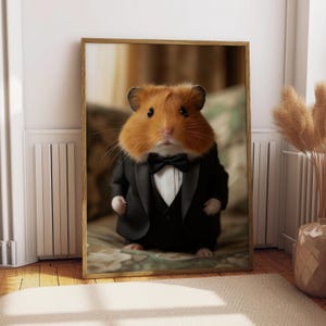 Hamster Suit Portrait - Pet Poster - Hamster Portrait - Custom Pet Art - Pet Wall Art - Cute Animal Art - Gift for Hamster Lover Owner Funny