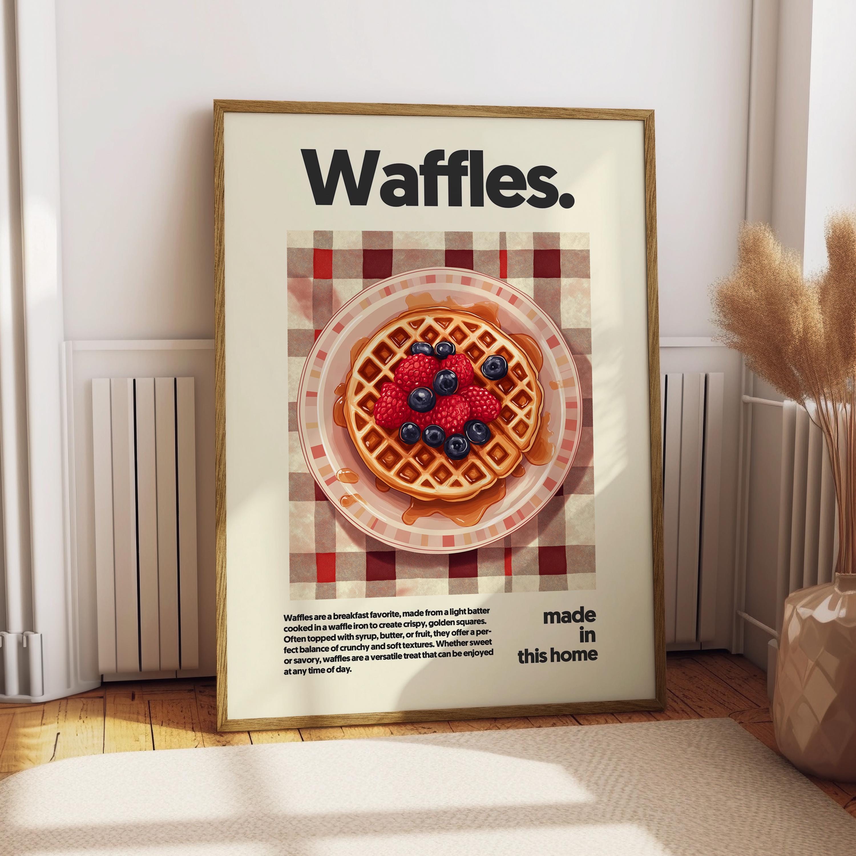 Waffles Poster - Food Poster - Kitchen Decor - Kitchen Print - UK - Waffles Print - Food Art - Cafe Decor - Breakfast Poster - Baking Art