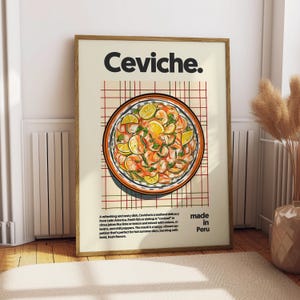 Póster de ceviche - Póster de comida - Decoración de cocina - Impresión de cocina - Comida peruana - Comida peruana - Arte mural de ceviche - Arte mural de comida - Sudamérica