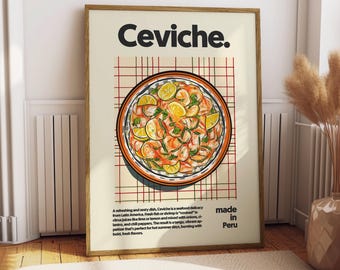 Ceviche Poster - Food Poster - Kitchen Decor - Kitchen Print - Peruvian Food - Peru Food - Ceviche Wall Art - Food Wall Art - South America