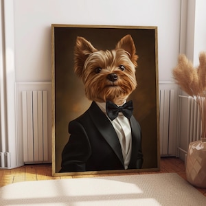 Yorkshire Terrier Suit Portrait - Hunde Poster - Haustier Porträt nach Maß - Yorkshire Terrier Kunst - Hunde Wandkunst - Geschenk Terrier Yorkie