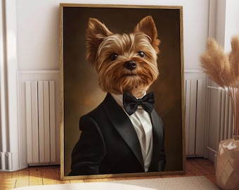 Ritratto di Yorkshire Terrier - Poster di cani - Ritratto di animali domestici - Arte personalizzata per animali domestici - Arte dello Yorkshire Terrier - Arte murale per cani - Regalo Terrier Yorkie