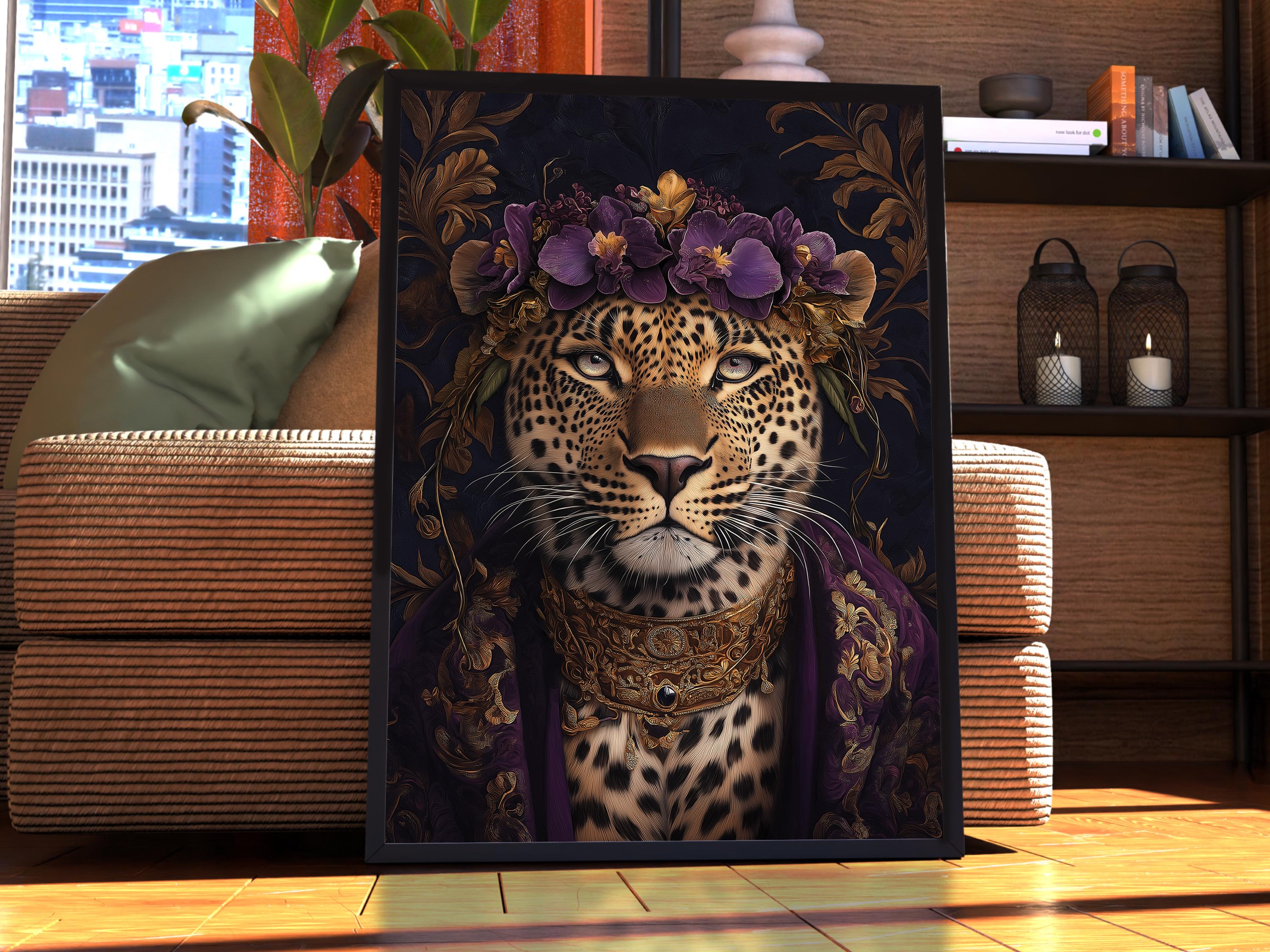 Maximalist Leopard Poster - Floral Animal Print - Leopard Wall Art