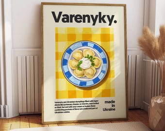 Varenyky Poster - Food Poster - Kitchen Decor - Kitchen Print - Ukraine Food - Varenyky Print - Eastern Europe Art - Food Wall Art - Cooking