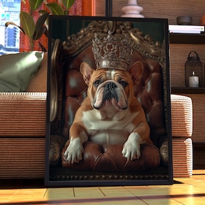 Englische Bulldogge Royal Portrait - Hunde Poster - Haustier Porträt - Individuelle Haustier Kunst - Bulldogge Kunst - Hunde Kunst - Hunde Geschenk - Bulldogge Porträt