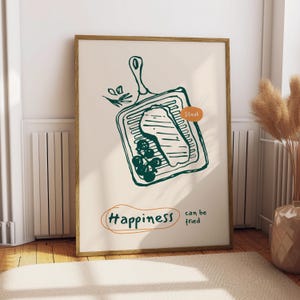 Fried Happiness Poster - Food Poster - Kitchen Decor - Kitchen Print - American Food - BBQ Food - Gift for Steak Lover - Food Art - Meat Art