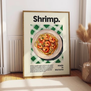 Shrimp Poster - Food Poster - Kitchen Decor - Kitchen Print - Seafood Lover - Grilled Shrimp - Gift for Shrimp Lover - Food Wall Art Shrimp