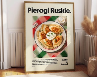 Pierogi Ruskie Poster - Food Poster - Kitchen Decor - Kitchen Print - Polish Food Art - Pierogi Print - Eastern Europe Art - Food Wall Art