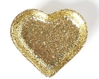 Love Heart resin trinket dish bowl, in gold glitter.