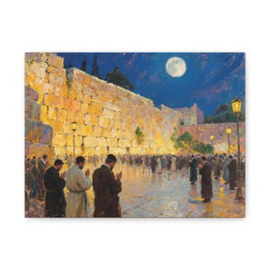 Canvas Print, Western Wall Art, AI Generated Kotel Painting, Home Decor Gift, Wall Decor, Jewish Art Print, Israel Wall Art, Jerusalem