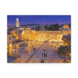 Canvas Print, Jerusalem Kotel Art Israel Rosh Hashana Housewarming Jewish Gift, Wall Decor, Holiday Decor, Jewish Home Decor, Religious Art,
