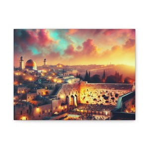 Canvas Art, Kotel art Jerusalem Holy land Israel, Stretched Matte Canvas Wall Decor, Religious Gift, Jewish Home Decor, 1 25&quot; Art Print