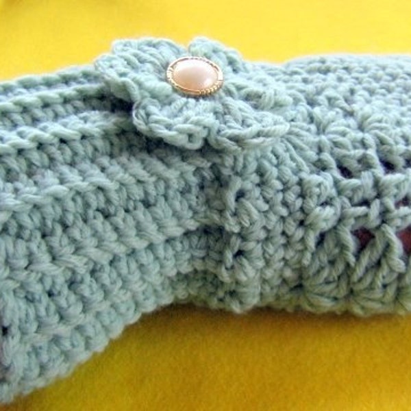 Fingerless mitten gloves mint green hand crochet womens