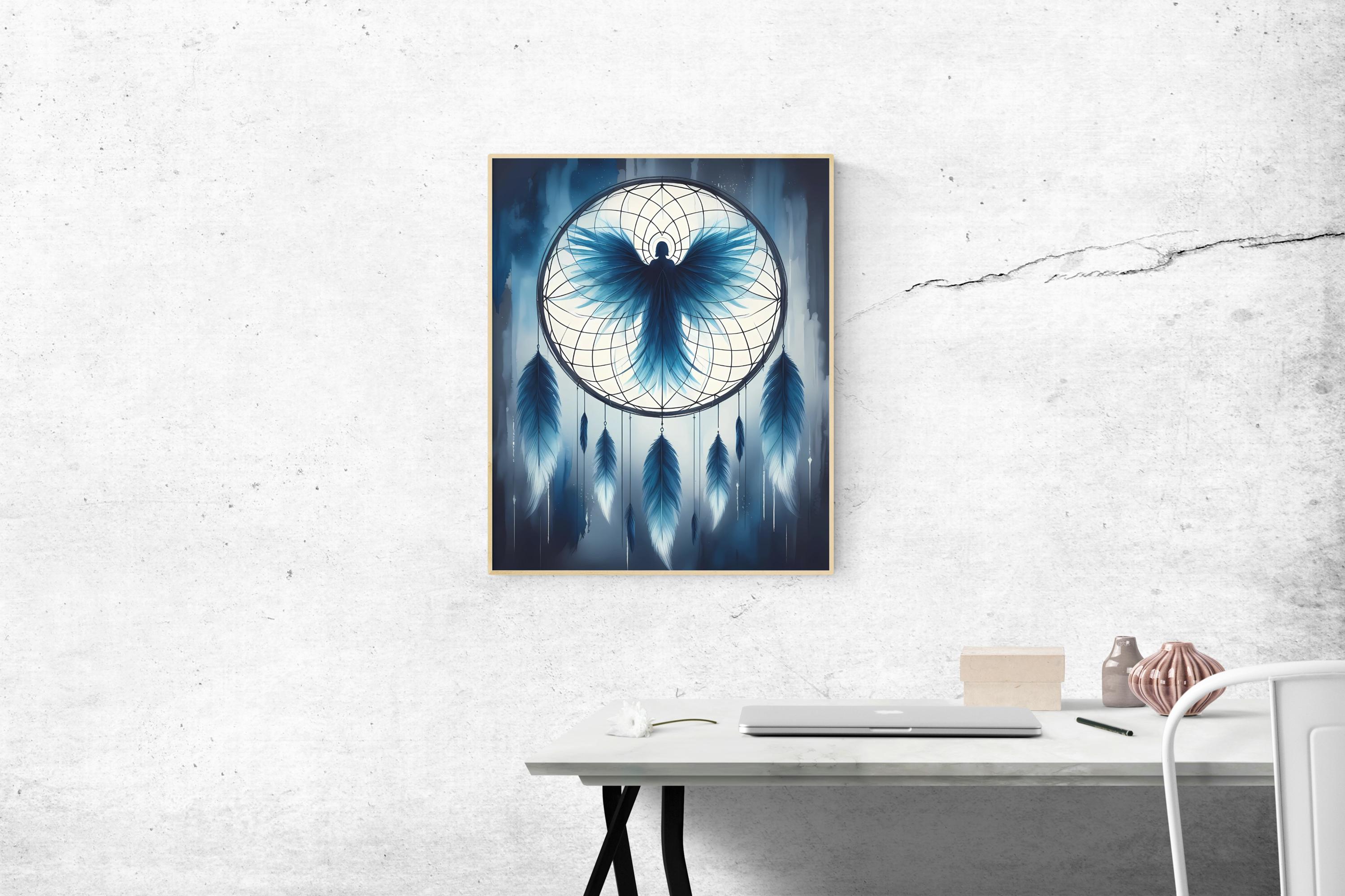 Michael Angel Dreamcatcher Wall Art Printable • Blue Protective