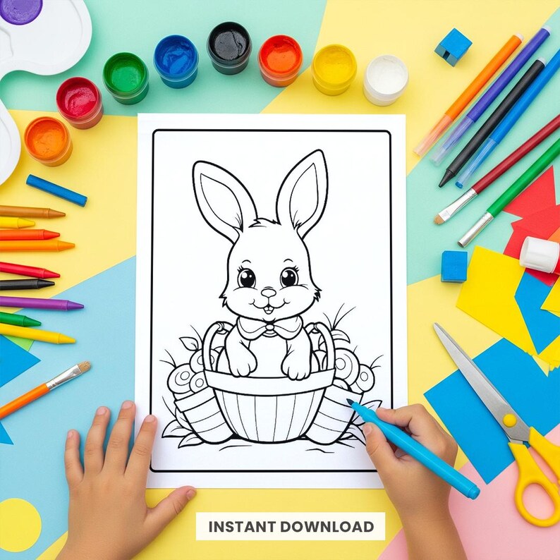 Bold and Easy Easter Coloring Pages for Kids, 60 Cute Bunny & Egg ...