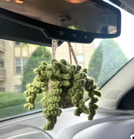 Cute Crochet Car Accessories For Women Rear View Mirror Accessories, Handmade