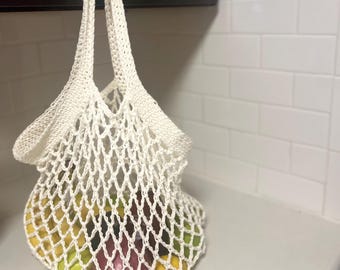 Handmade Crochet Market Bag - Eco-Friendly Cotton Reusable Grocery & Beach Bag