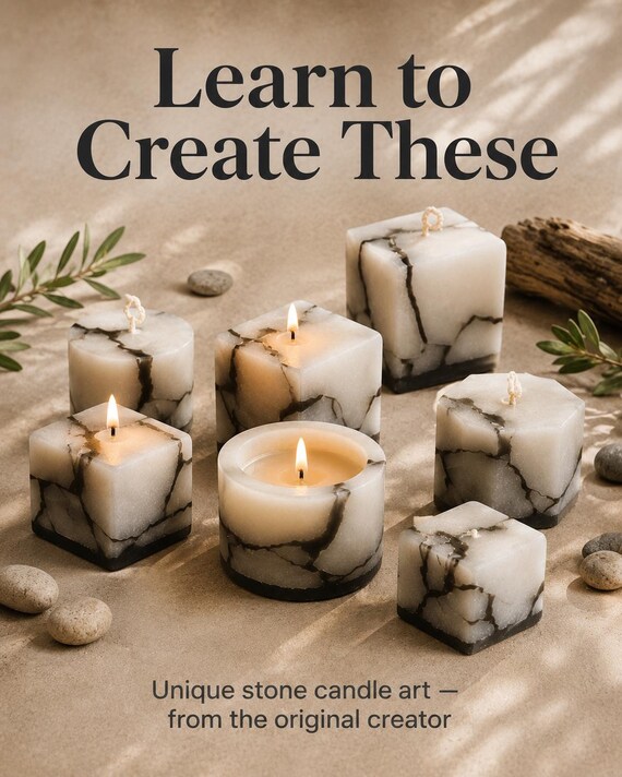 Stone Pebble Candle Making Course | Learn DIY Rock Candles | Video Tutorial + PDF | Beginner