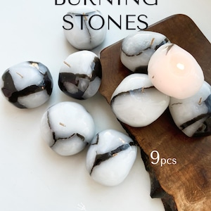 Stone Candle Set (9pcs): Handmade Pebble Candles for Wabi-Sabi Decor