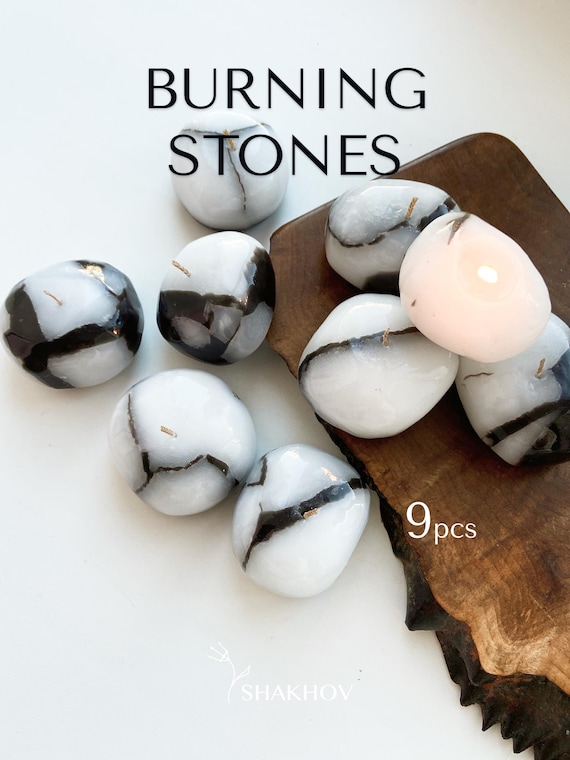 Stone Candle Gift Set of 9pcs. Personalized stone Candle. Handmade Candles for Room Decor and outdoor use - stone Unique Candle. Rock candle